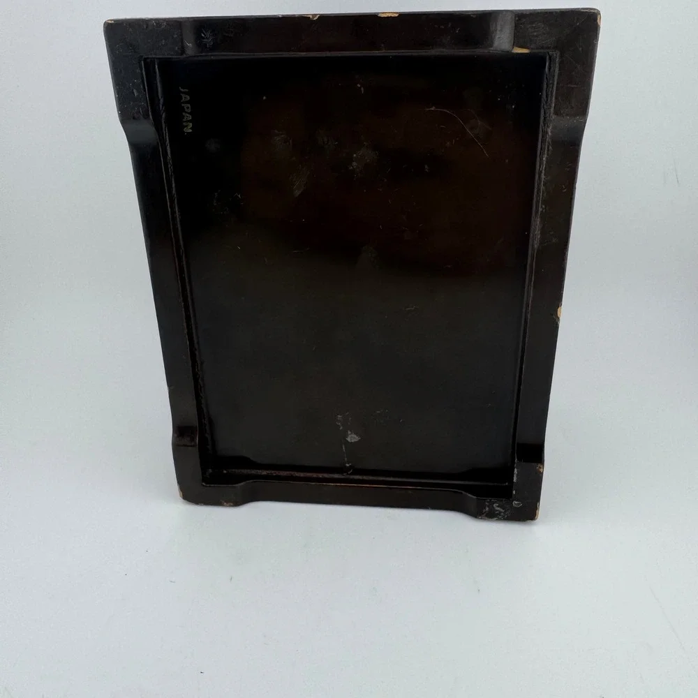 Vintage Lacquer Trinket Box Small Brown Fair Vintage Japanese Chinoiserie Wood